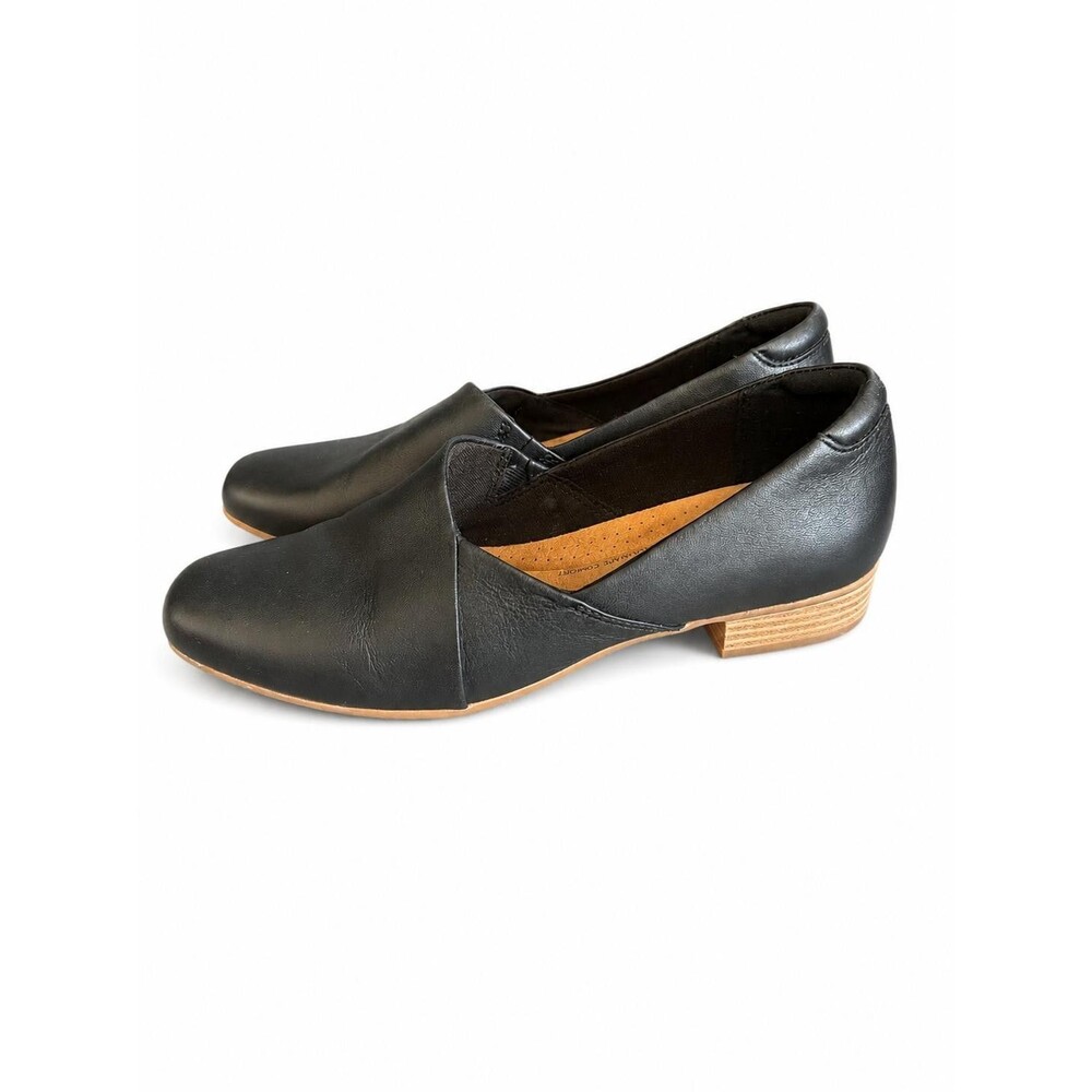 CLARKS Collection Womens Black Leather Slip On Loafer Flat Shoe Size 8M